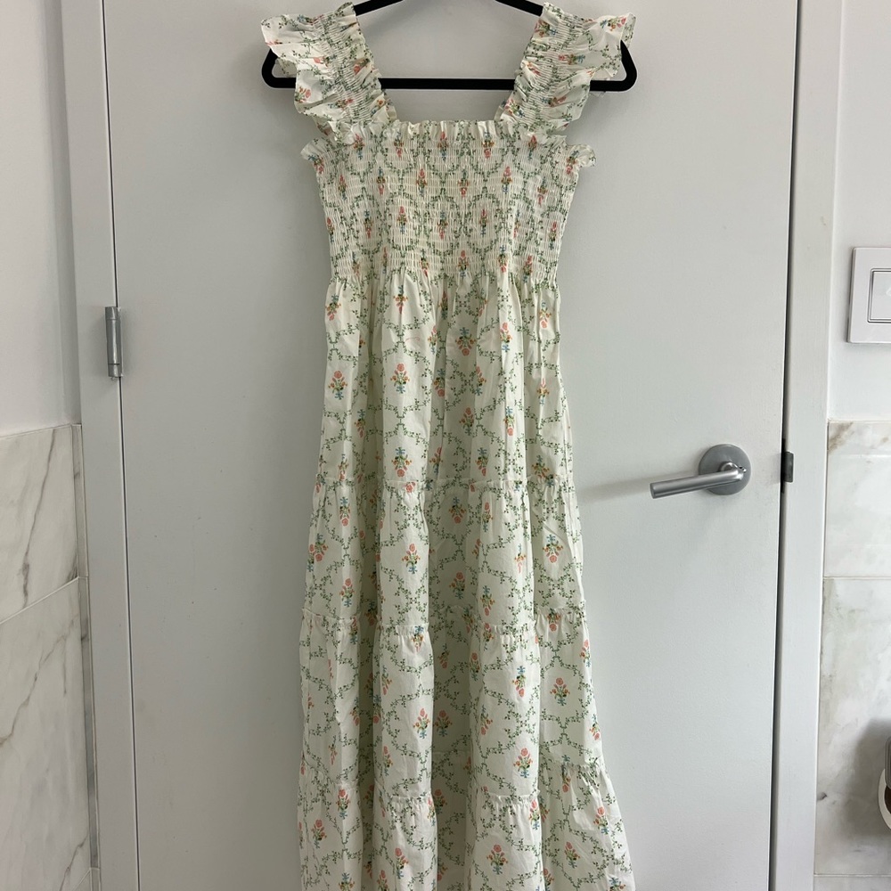 Hill House ‘Ellie’ nap dress in pastel trellis XS